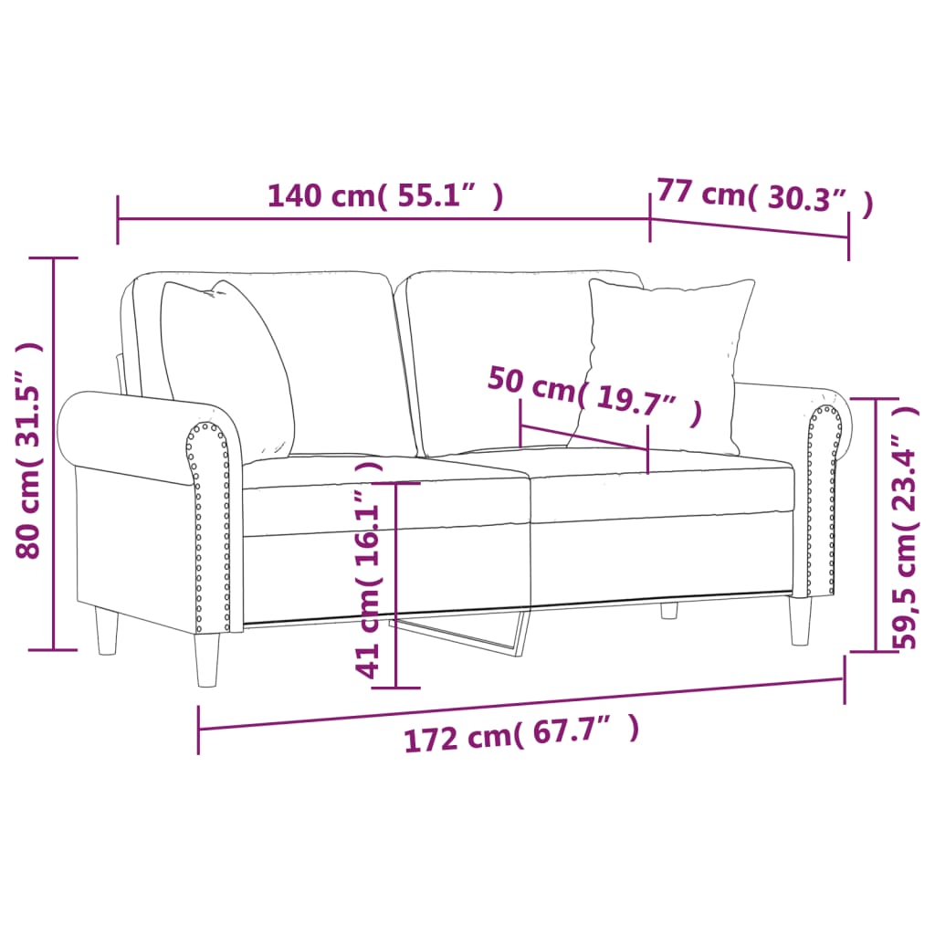 Sofá 2 lugares c/ almofadas decorativas 140 cm veludo amarelo