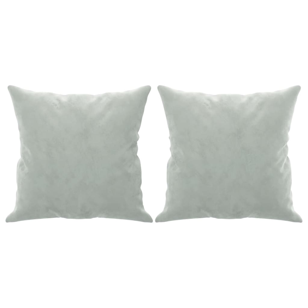Sofá 3 lugares + almofadas decorativas 180cm veludo cinza-claro