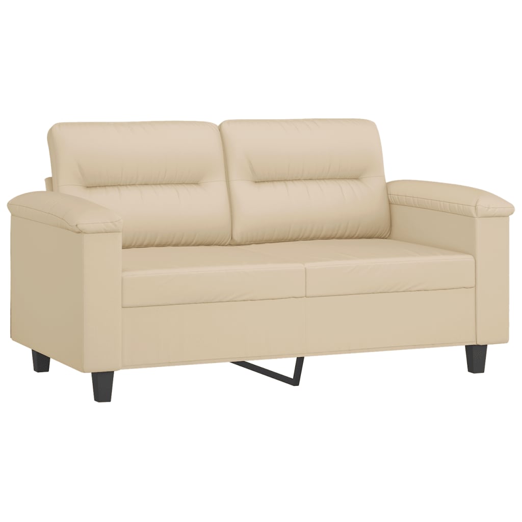 Sofá 2 lugares c/ almofadas 120 cm microfibra cor creme
