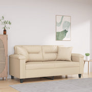 Sofá 2 lugares c/ almofadas 140 cm microfibra cor creme