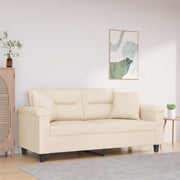 Sofá 2 lugares c/ almofadas 140 cm microfibra bege