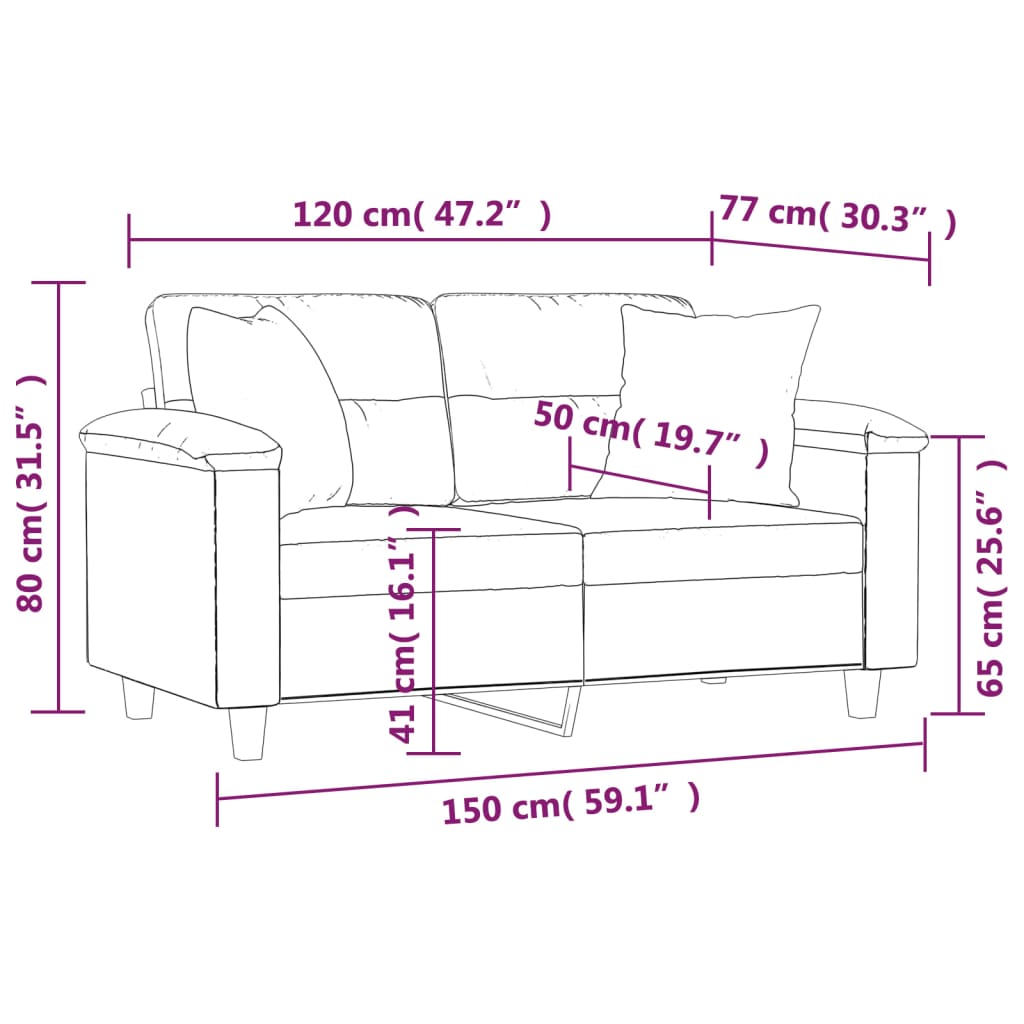 Sofá 2 lugares +almofadas 120cm couro artificial vermelho tinto