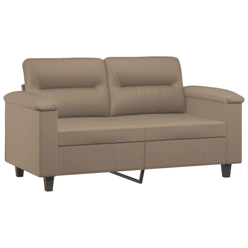 Sofá 2 lugares + almofadas 120 cm couro artificial cappuccino