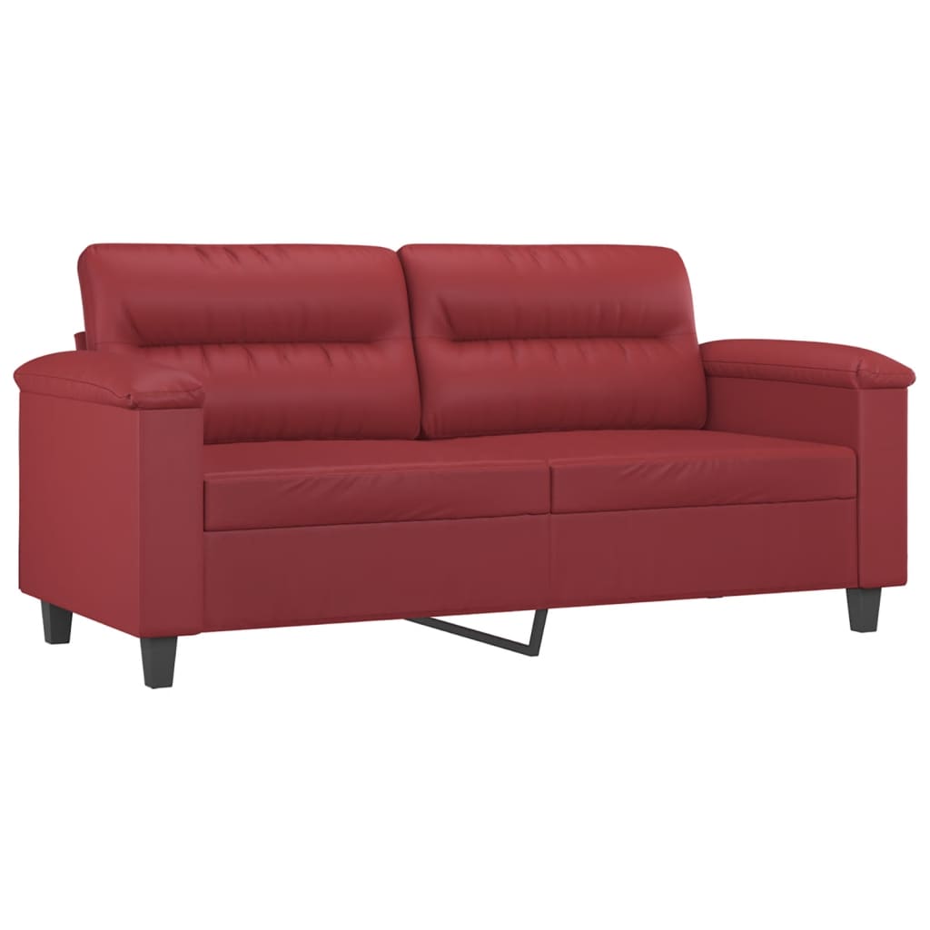 Sofá 2 lugares +almofadas 140cm couro artificial vermelho tinto