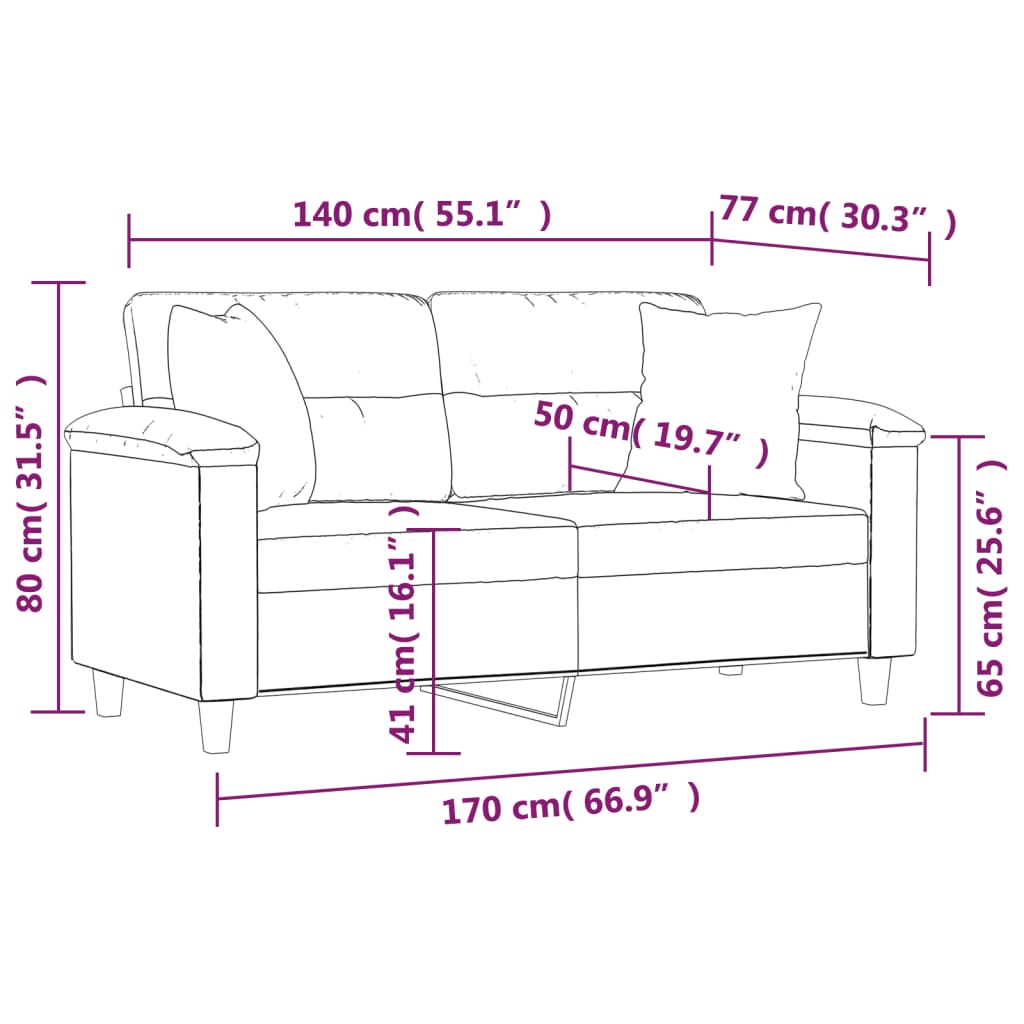 Sofá 2 lugares +almofadas 140cm couro artificial vermelho tinto