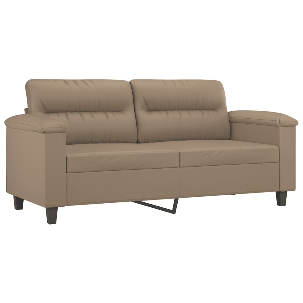 Sofá 2 lugares + almofadas 140 cm couro artificial cappuccino