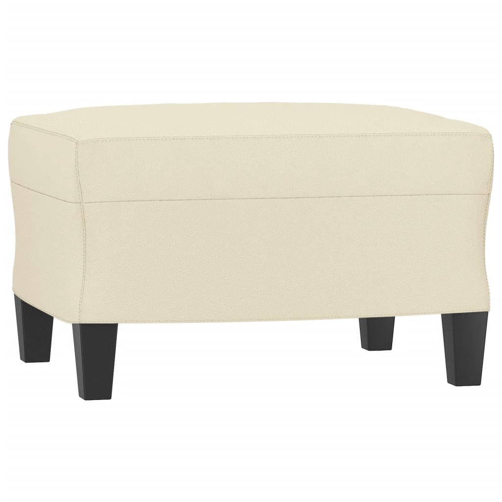 Sofá 3 lugares c/ apoio pés 180 cm couro artificial cor creme