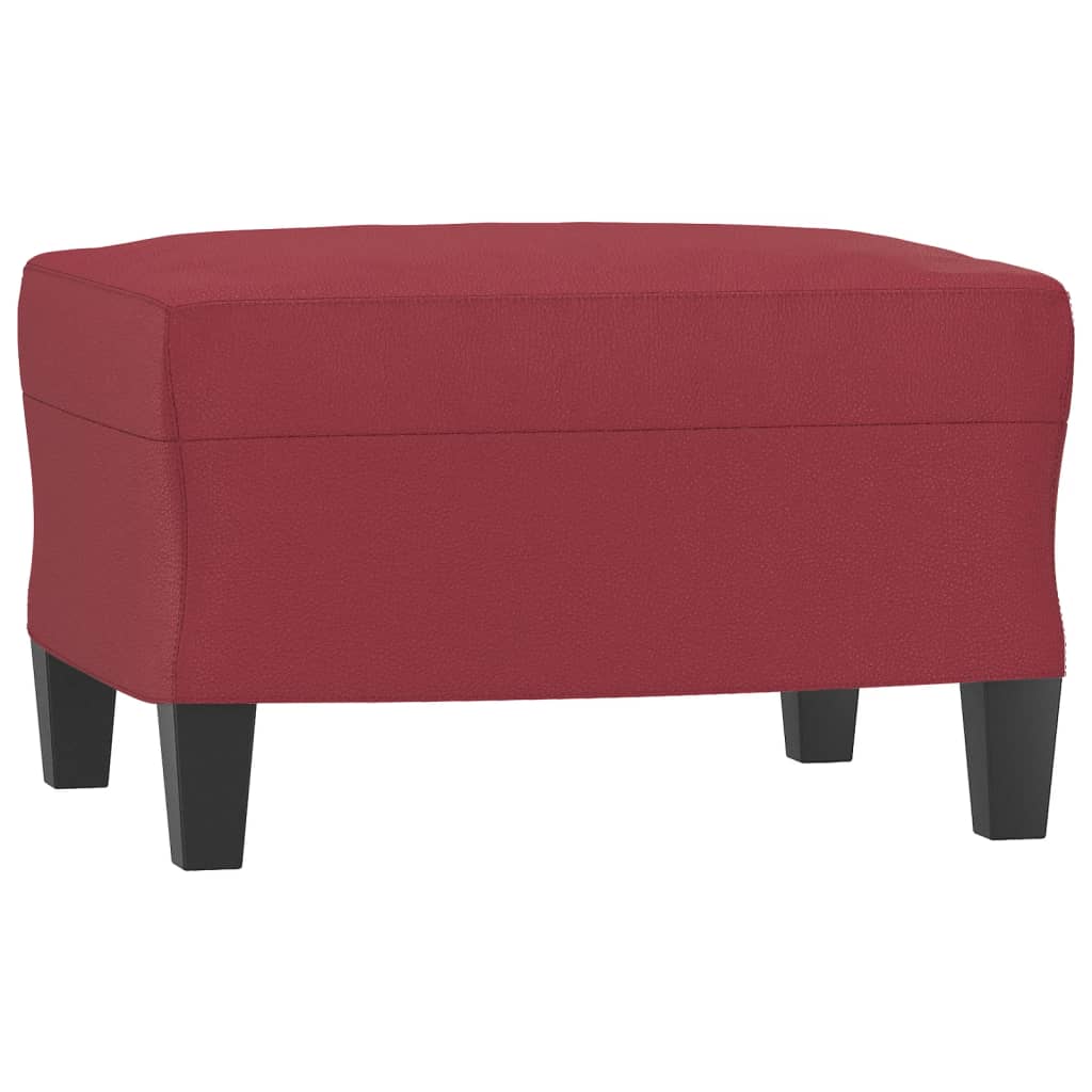 Sofá 3 lugares c/ apoio pés 180 cm couro artif. vermelho tinto