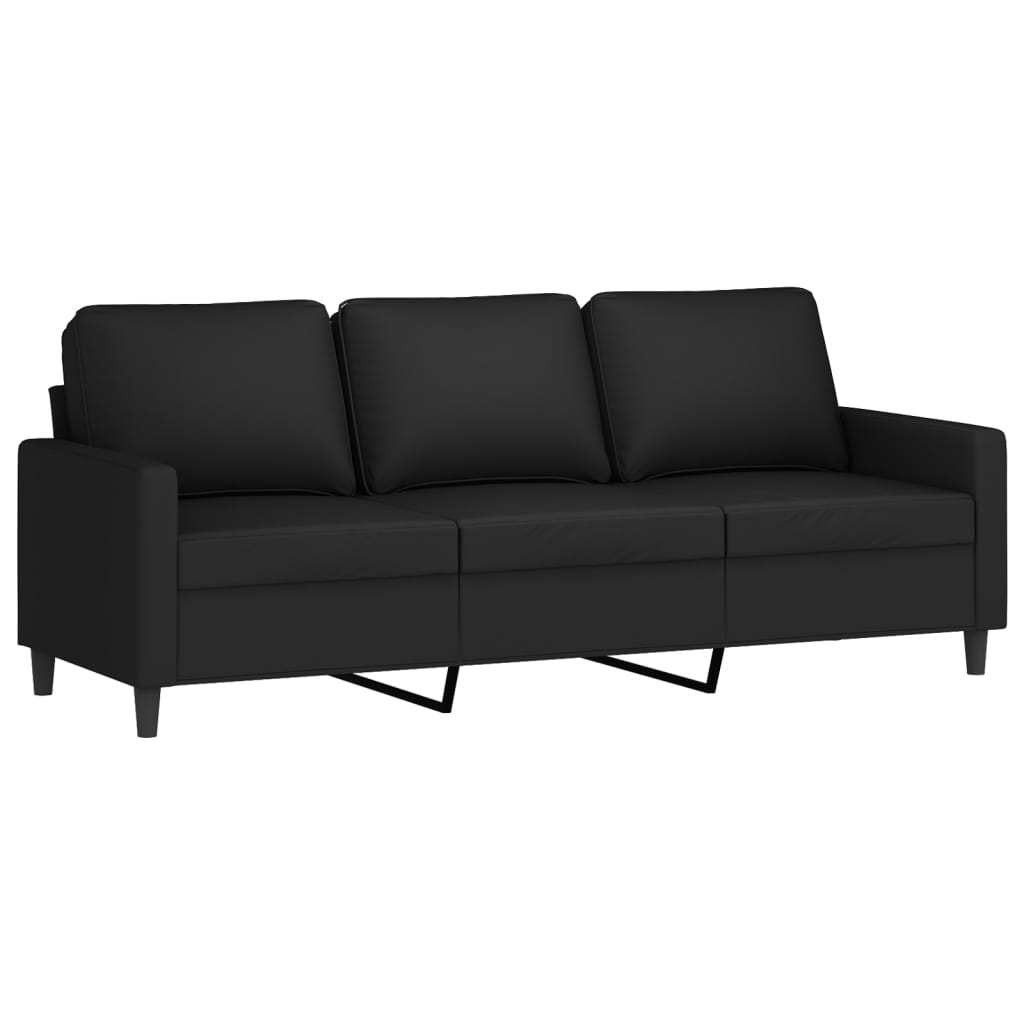 Sofá de 3 lugares com apoio de pés 180 cm veludo preto