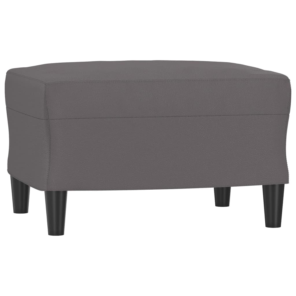 Sofá de 3 lugares c/ apoio de pés 180 cm couro artificial cinza