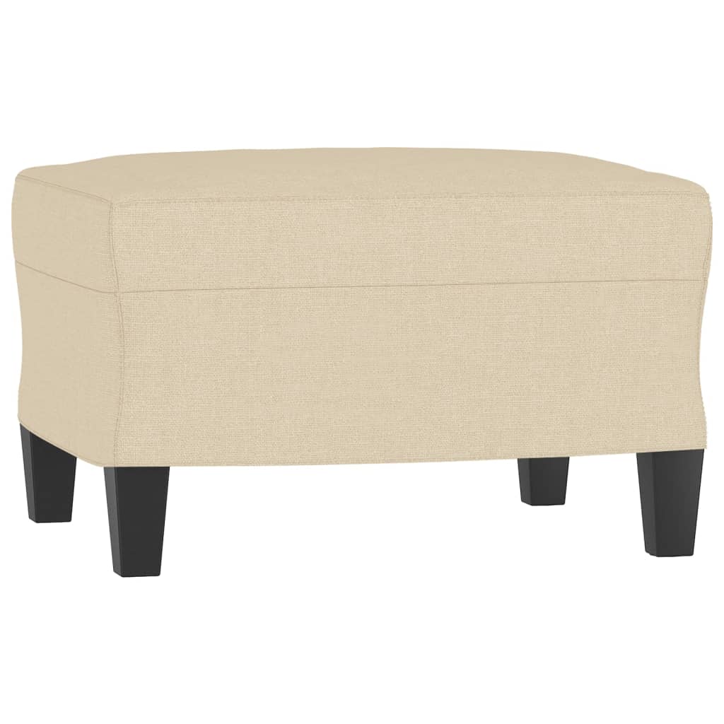 Sofá de 3 lugares com apoio de pés 180 cm tecido cor creme