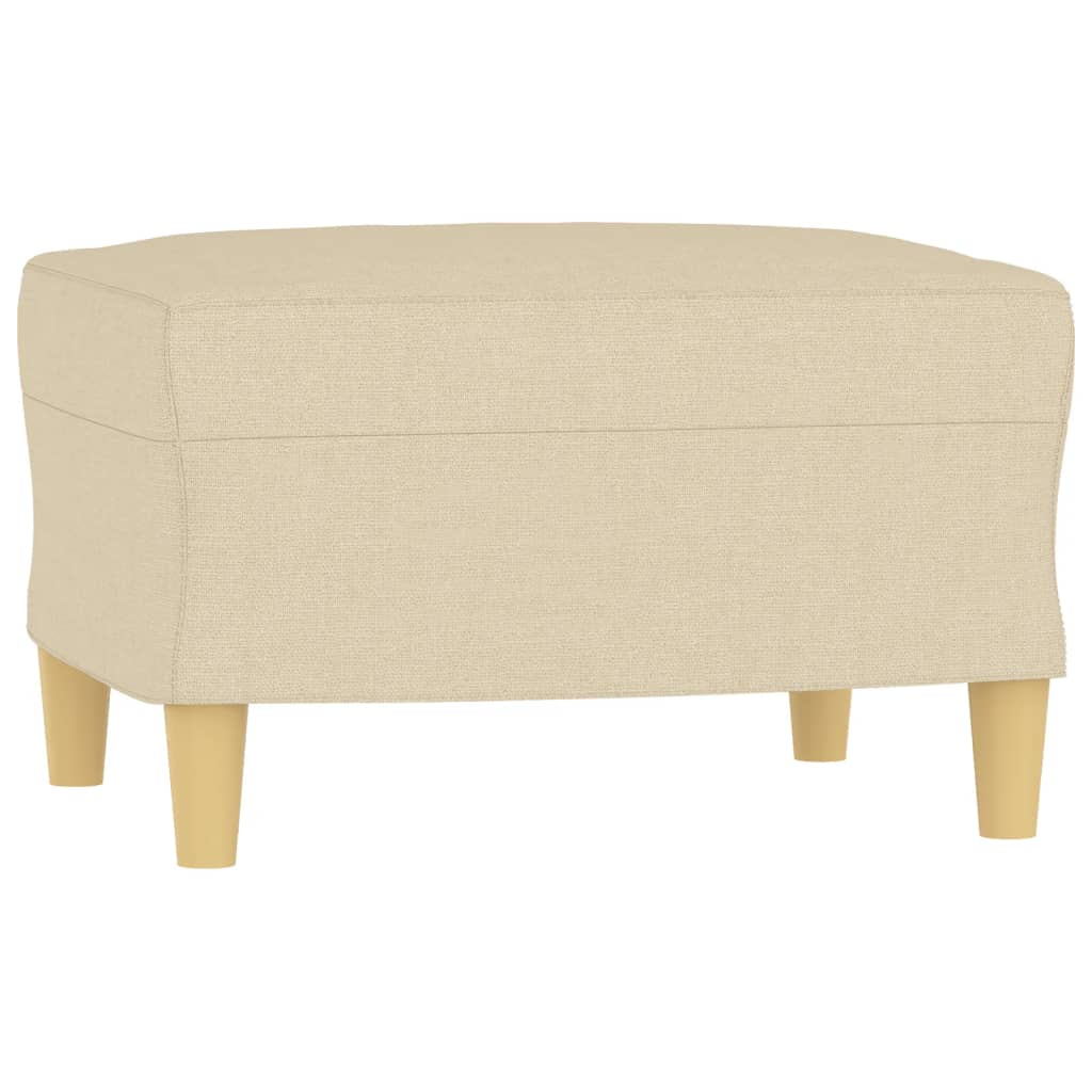 Sofá de 3 lugares com apoio de pés 180 cm tecido cor creme