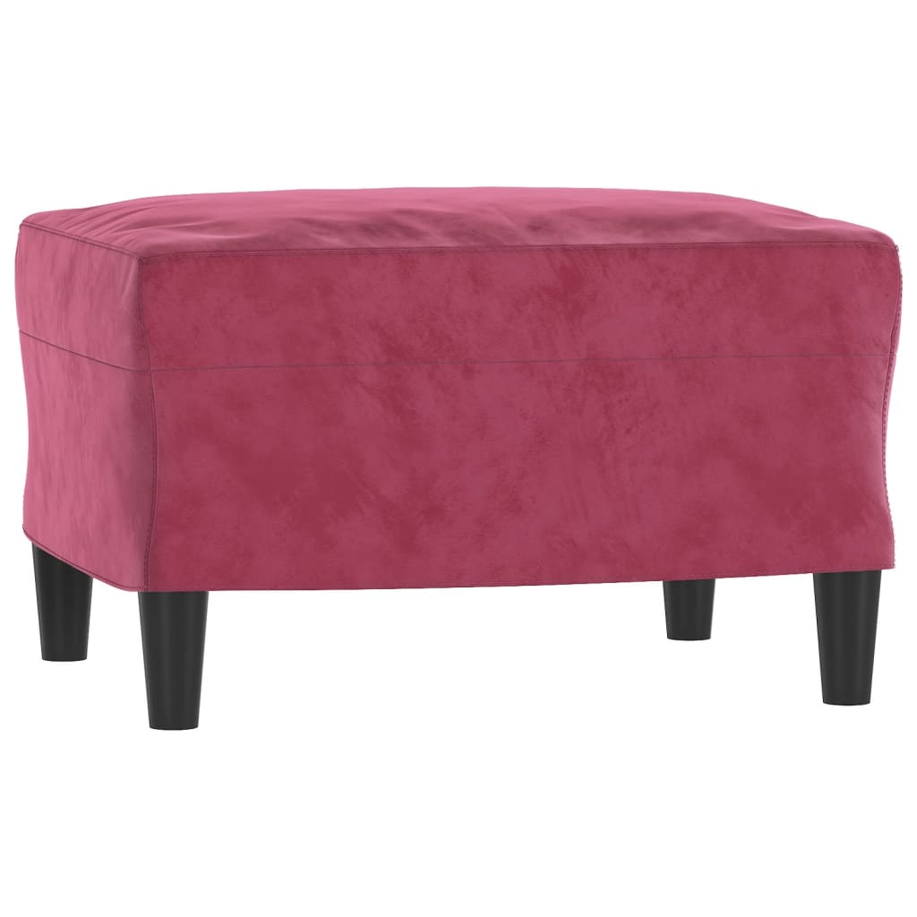 Sofá de 3 lugares com apoio de pés 180 cm veludo vermelho tinto