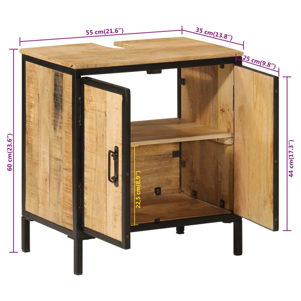 Armário de lavatório para WC 55x35x60 cm mangueira maciça/ferro