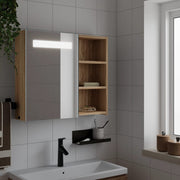 Armário espelhado p/ casa de banho c/ LEDs 60x13x52 cm carvalho