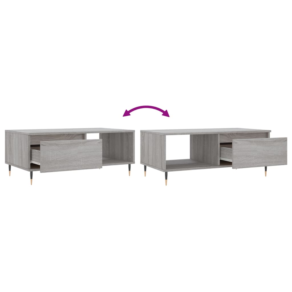 Mesa de centro 90x50x36,5 cm derivados madeira cinzento sonoma
