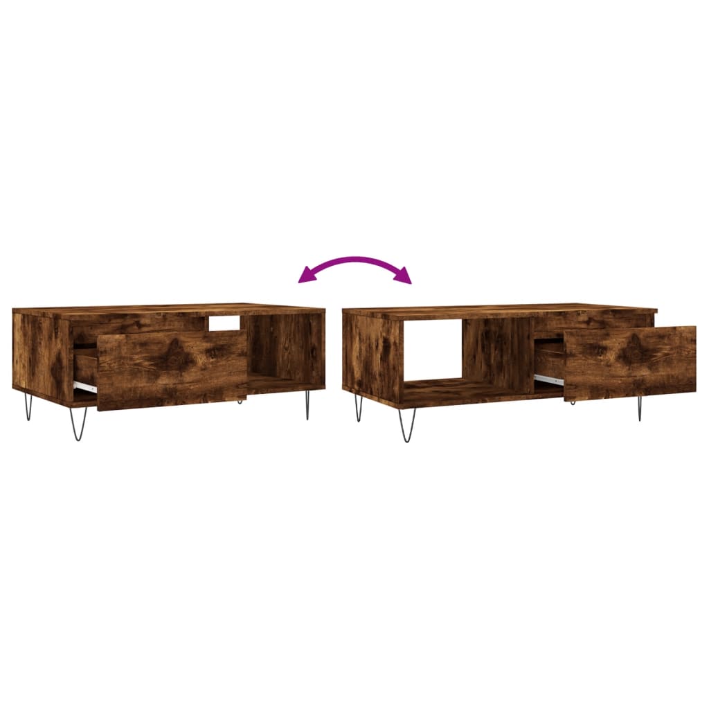Mesa de centro 90x50x36,5 cm derivados madeira carvalho fumado