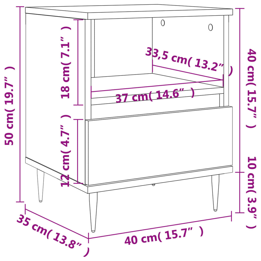 Mesas de cabeceira 2 pcs derivados de madeira cinzento cimento