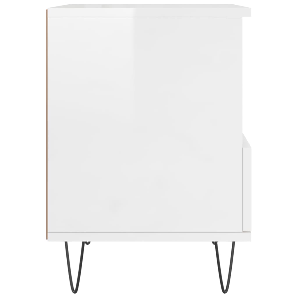 Mesa de cabeceira 40x35x50cm derivados madeira branco brilhante