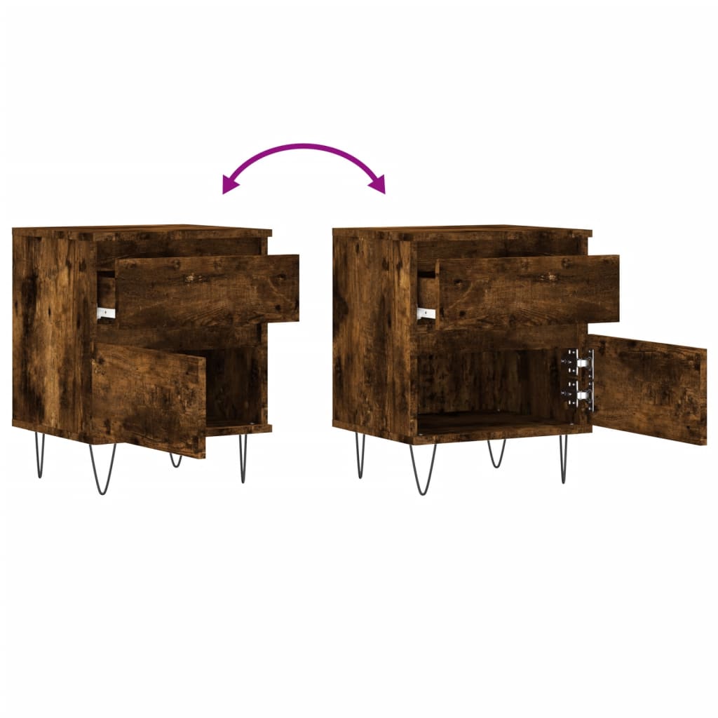 Mesas de cabeceira 2 pcs derivados de madeira carvalho fumado