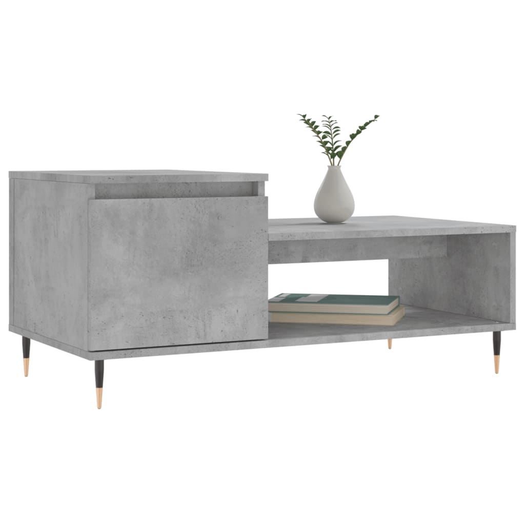 Mesa de centro 100x50x45 cm derivados madeira cinzento cimento