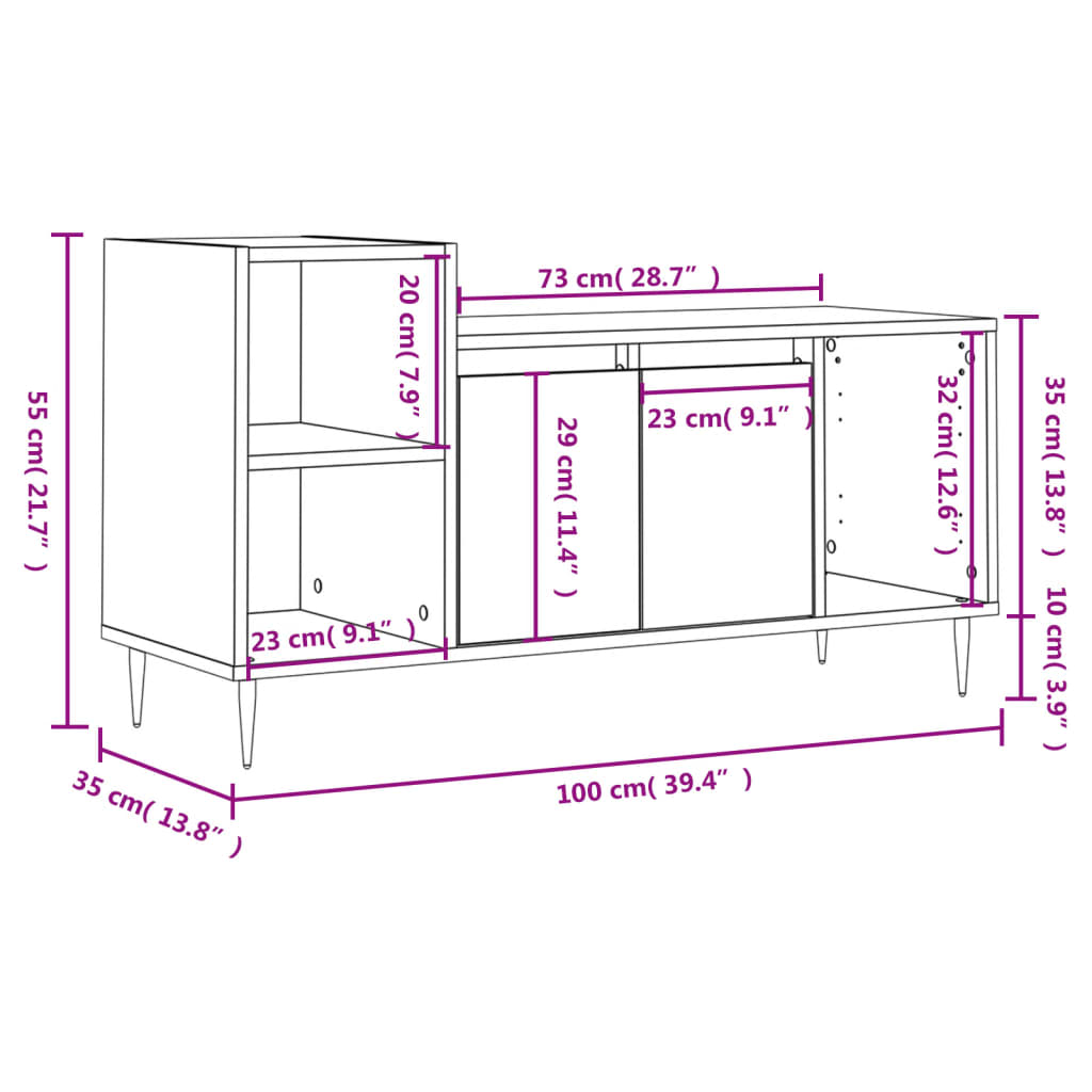 Móvel de TV 100x35x55 cm derivados de madeira cinzento sonoma