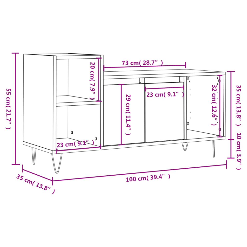 Móvel de TV 100x35x55 cm derivados de madeira cinzento sonoma