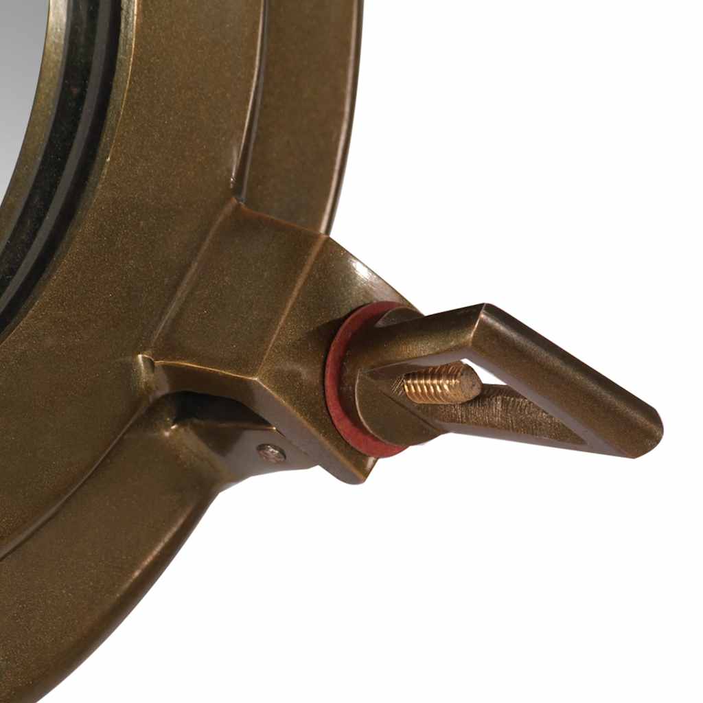 Espelho de parede estilo escotilha Ø30 cm alumínio e vidro