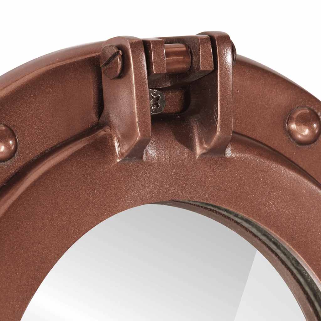 Espelho de parede estilo escotilha Ø30 cm alumínio e vidro