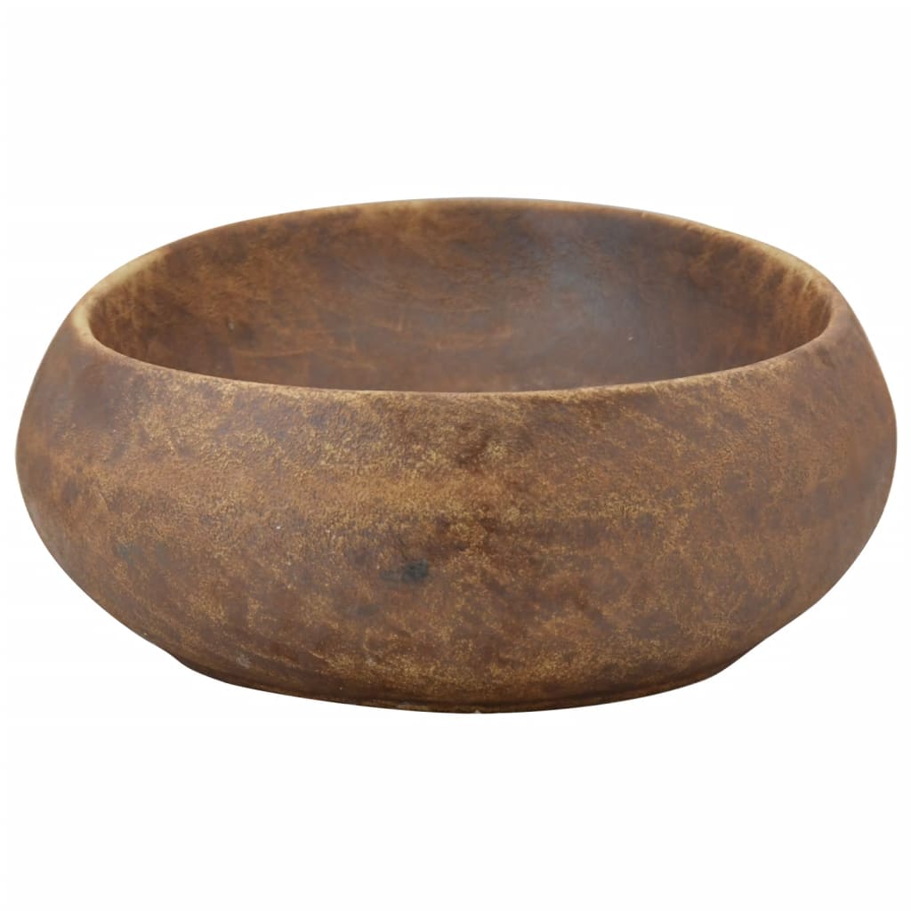 Lavatório de bancada oval 59x40x15 cm cerâmica castanho