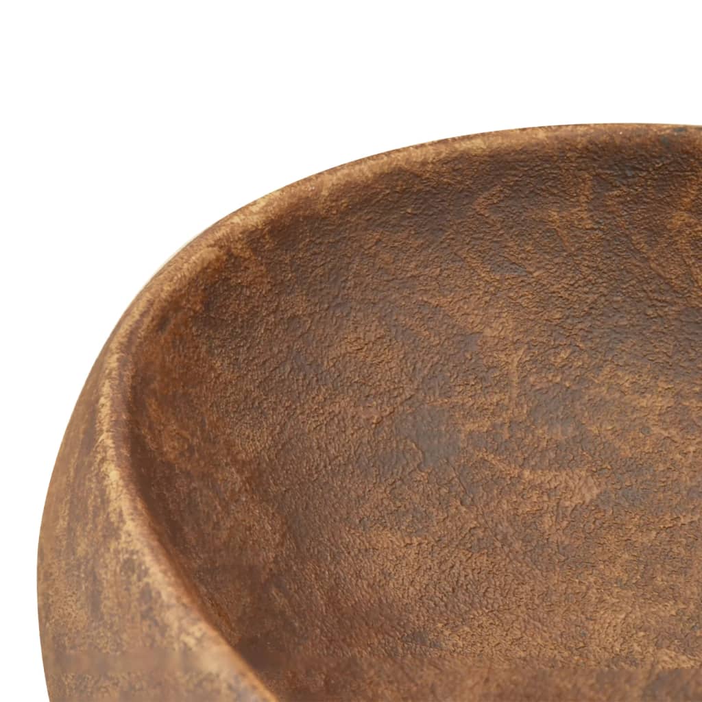 Lavatório de bancada oval 59x40x15 cm cerâmica castanho