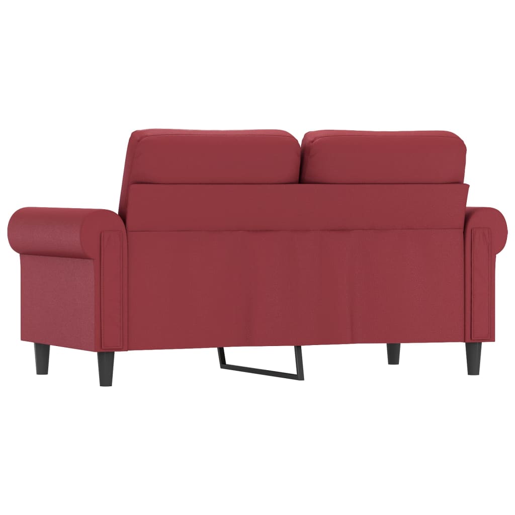Sofá de 2 lugares 120 cm couro artificial vermelho tinto