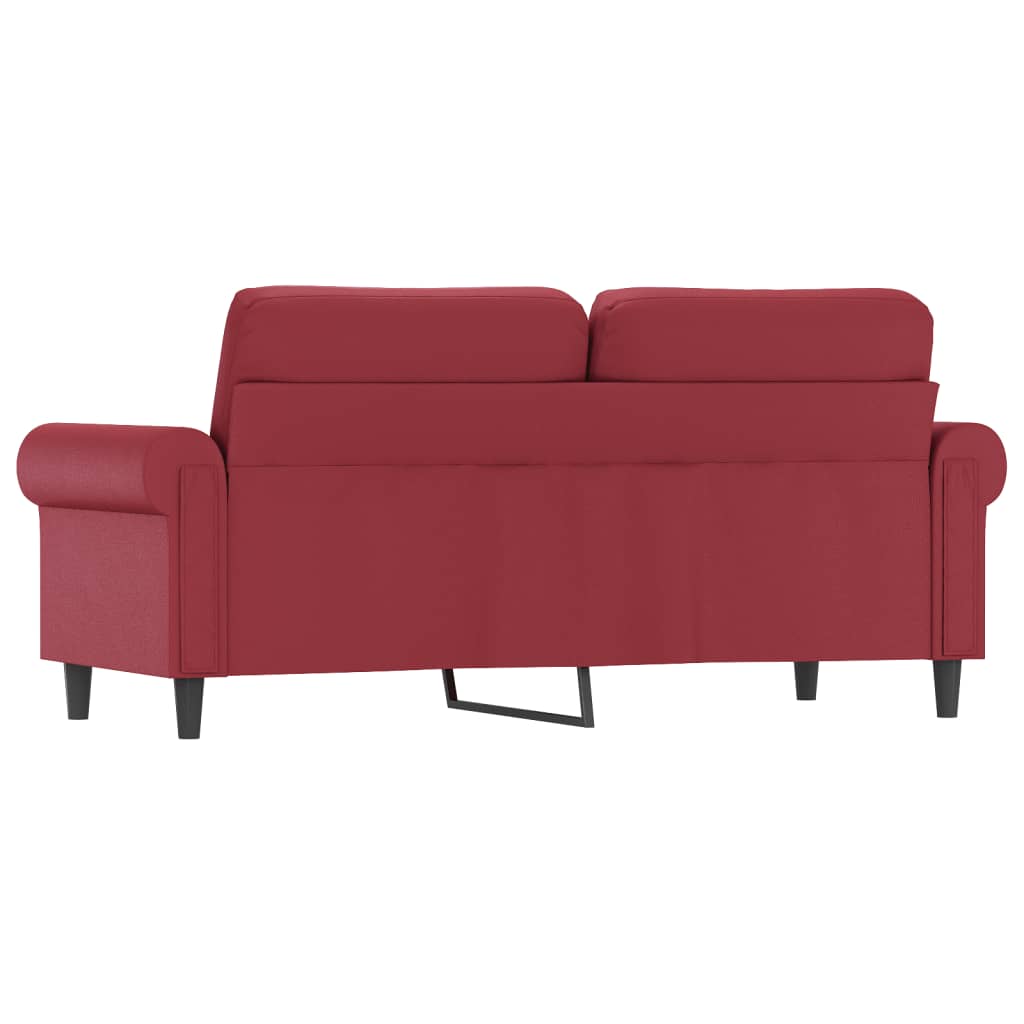 Sofá de 2 lugares 140 cm couro artificial vermelho tinto
