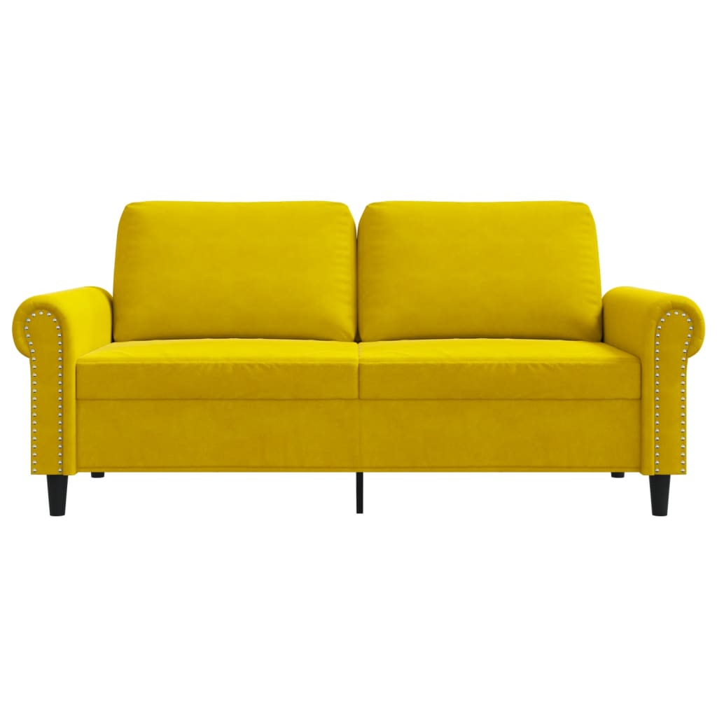 Sofá de 2 lugares veludo 140 cm amarelo