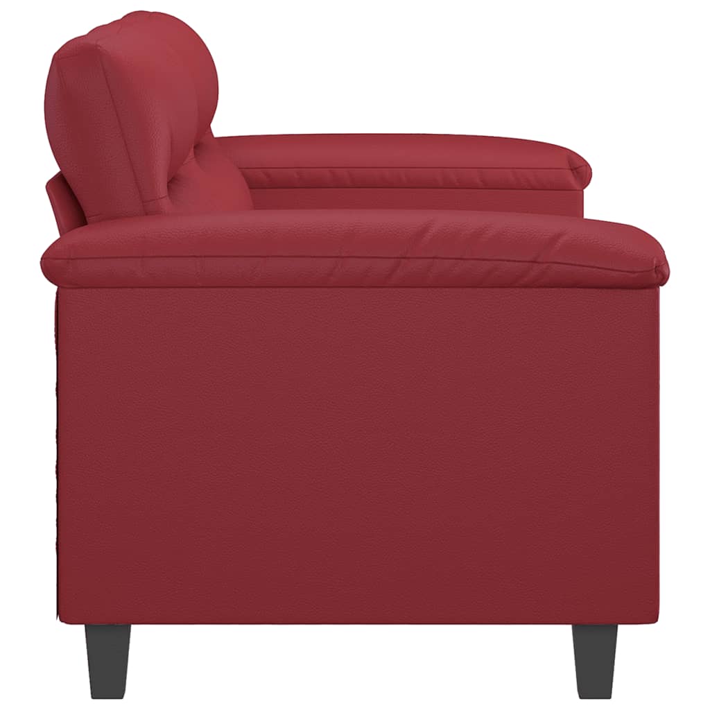 Sofá de 2 lugares 140 cm couro artificial vermelho tinto