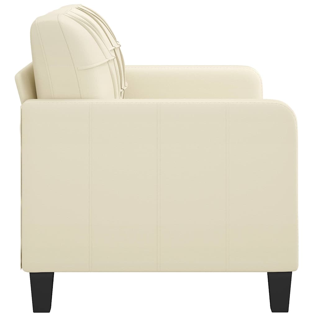 Sofá de 2 lugares 140 cm couro artificial cor creme