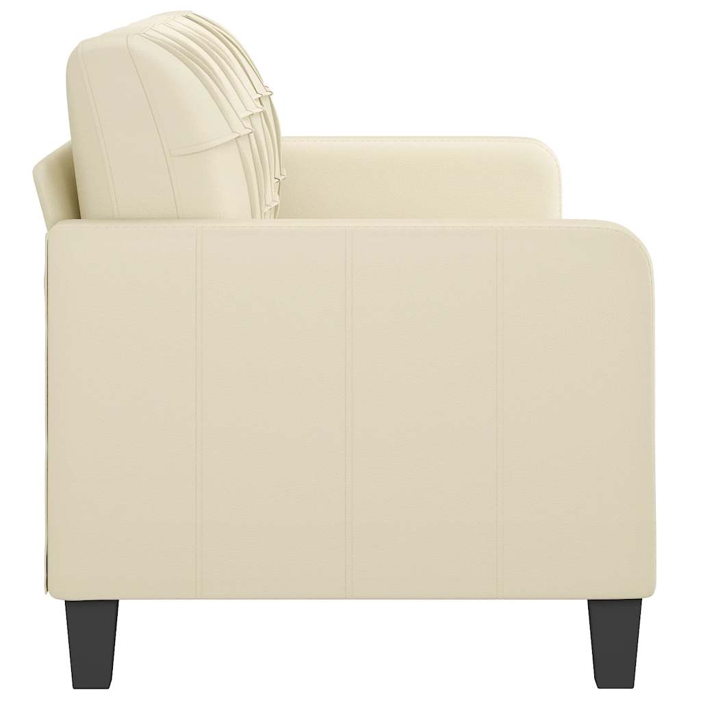 Sofá de 3 lugares 180 cm couro artificial cor creme