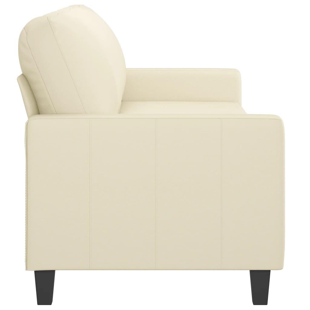Sofá de 3 lugares 180 cm couro artificial cor creme