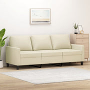 Sofá de 3 lugares 180 cm couro artificial cor creme