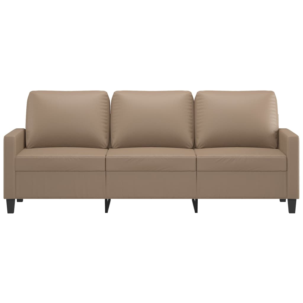 Sofá de 3 lugares 180 cm couro artificial cor cappuccino
