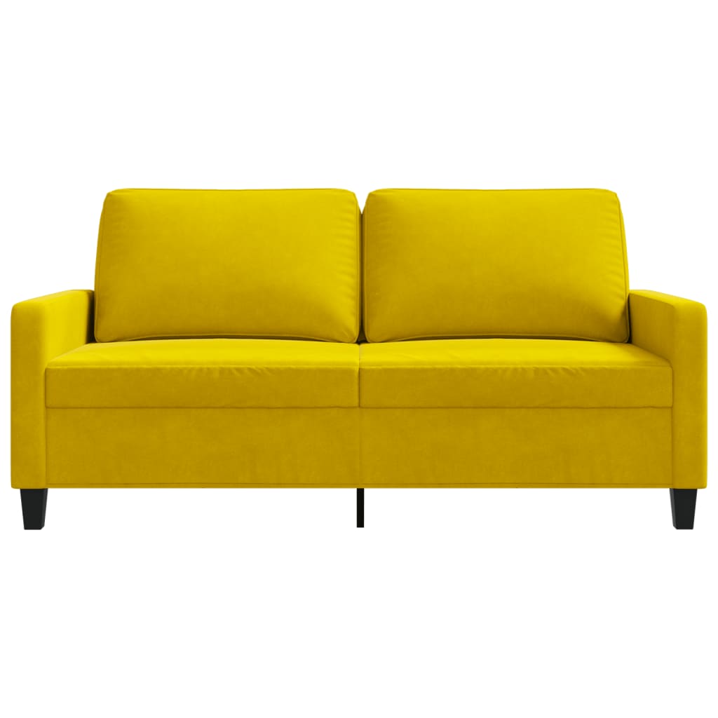 Sofá de 2 lugares veludo 140 cm amarelo