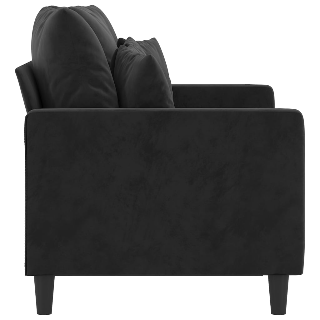 Sofá de 2 lugares veludo 120 cm preto