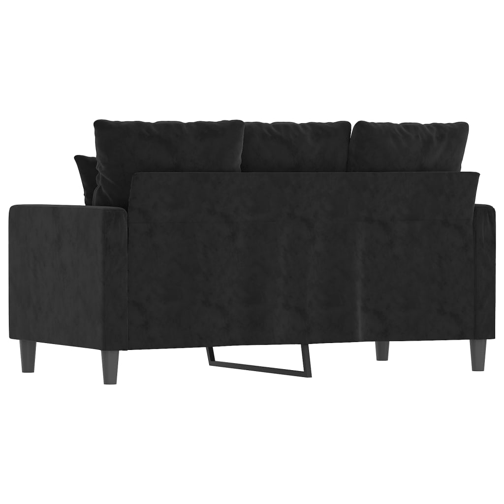 Sofá de 2 lugares veludo 120 cm preto