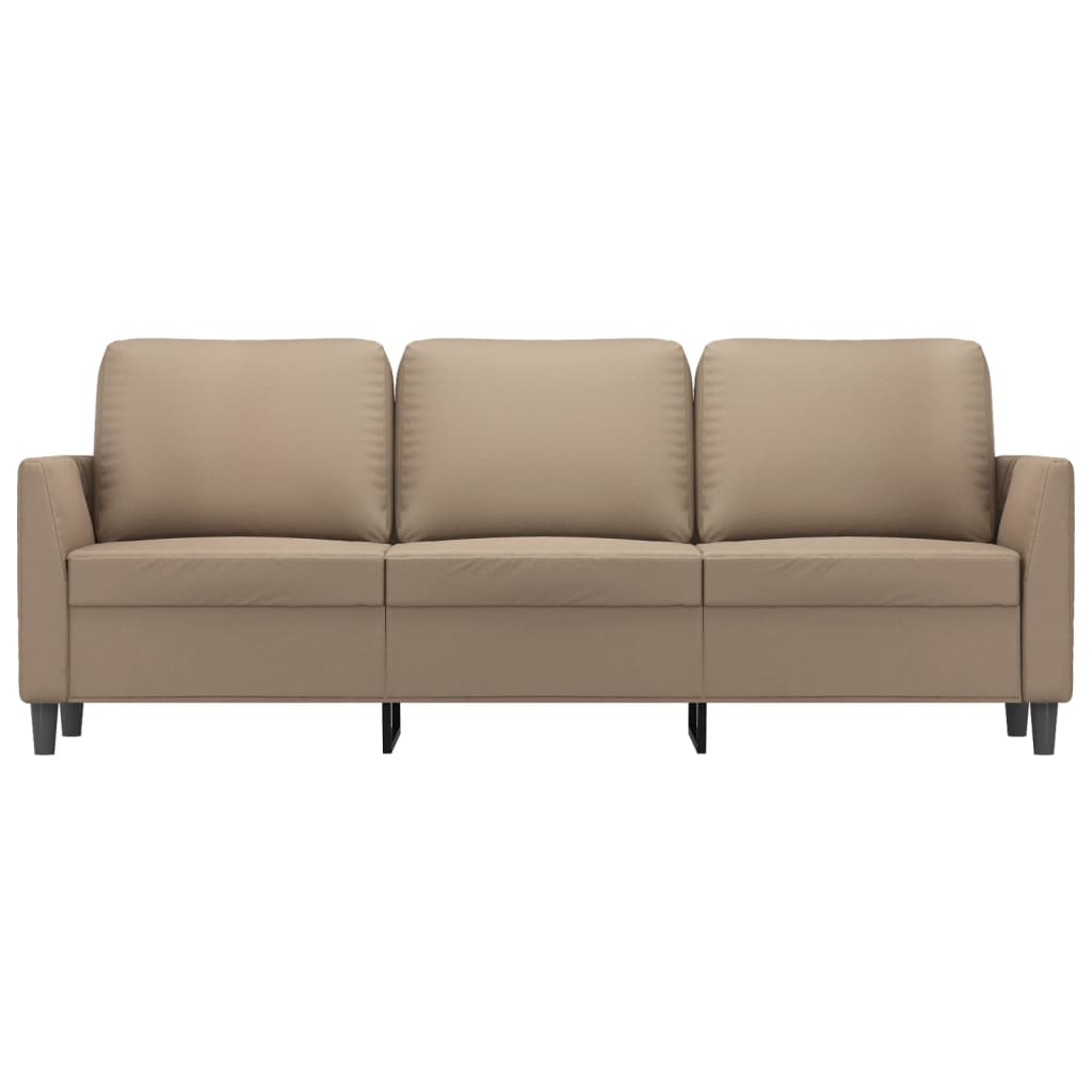 Sofá de 3 lugares 180 cm couro artificial cor cappuccino