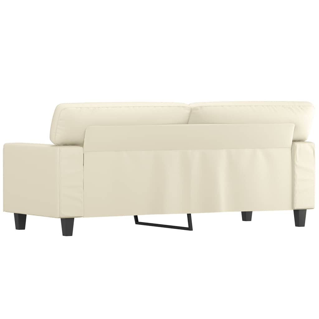 Sofá de 2 lugares 140 cm couro artificial cor creme