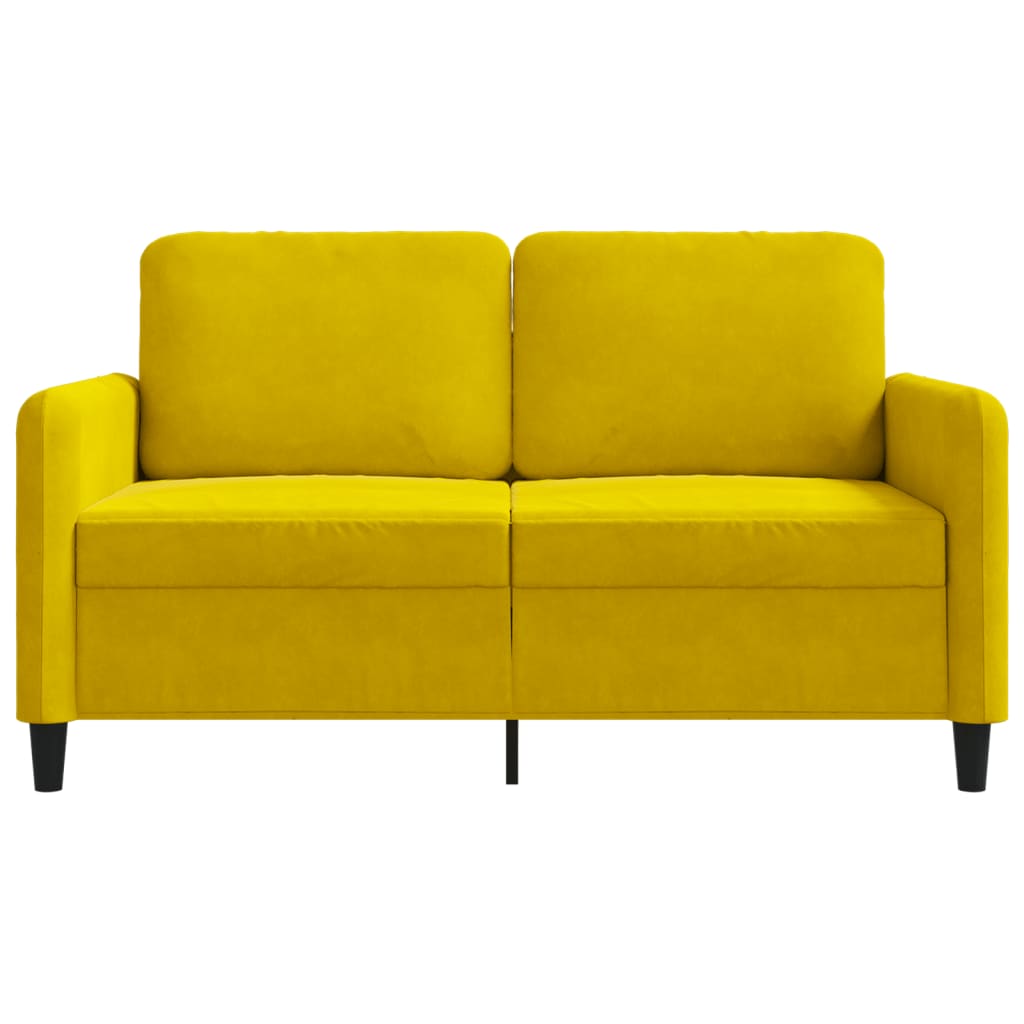 Sofá de 2 lugares veludo 120 cm amarelo