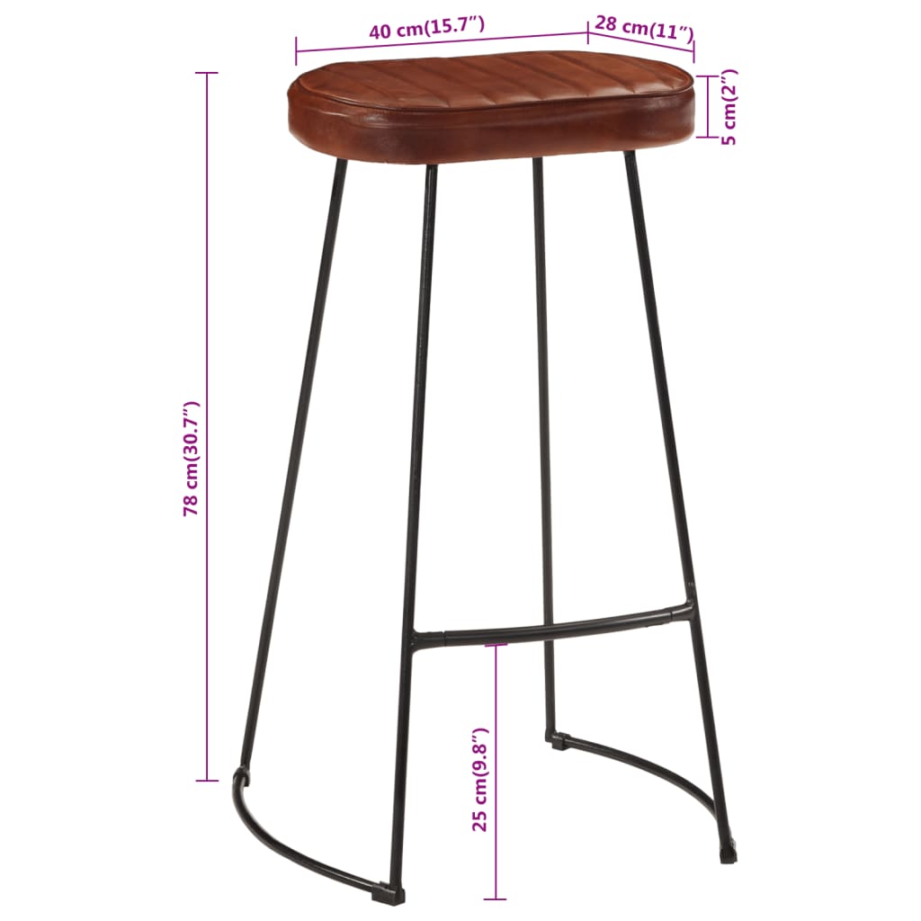 Bancos de bar Gavin 2 pcs 44x37,5x78 cm castanho-escuro