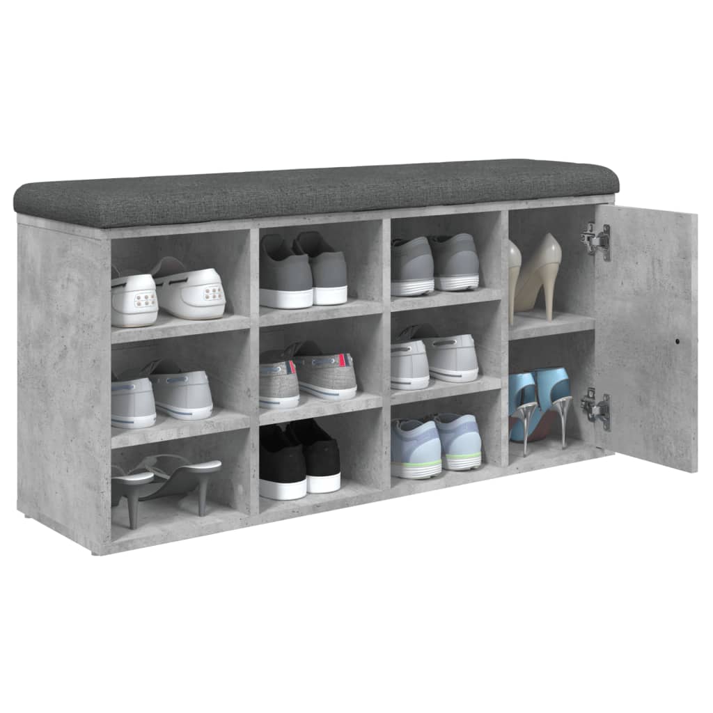Banco sapateira 102x32x50 cm derivados madeira cinzento cimento
