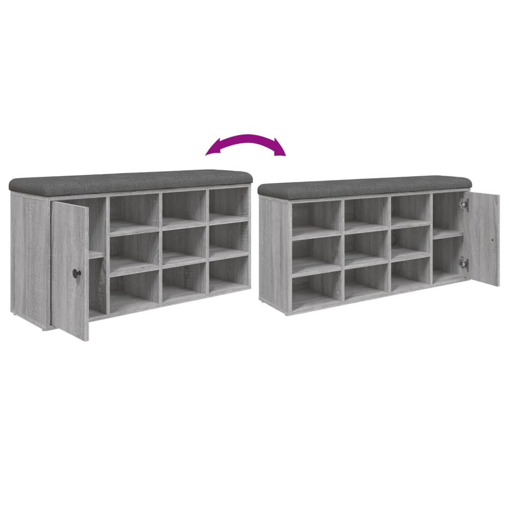 Banco sapateira 102x32x50 cm derivados madeira cinzento sonoma