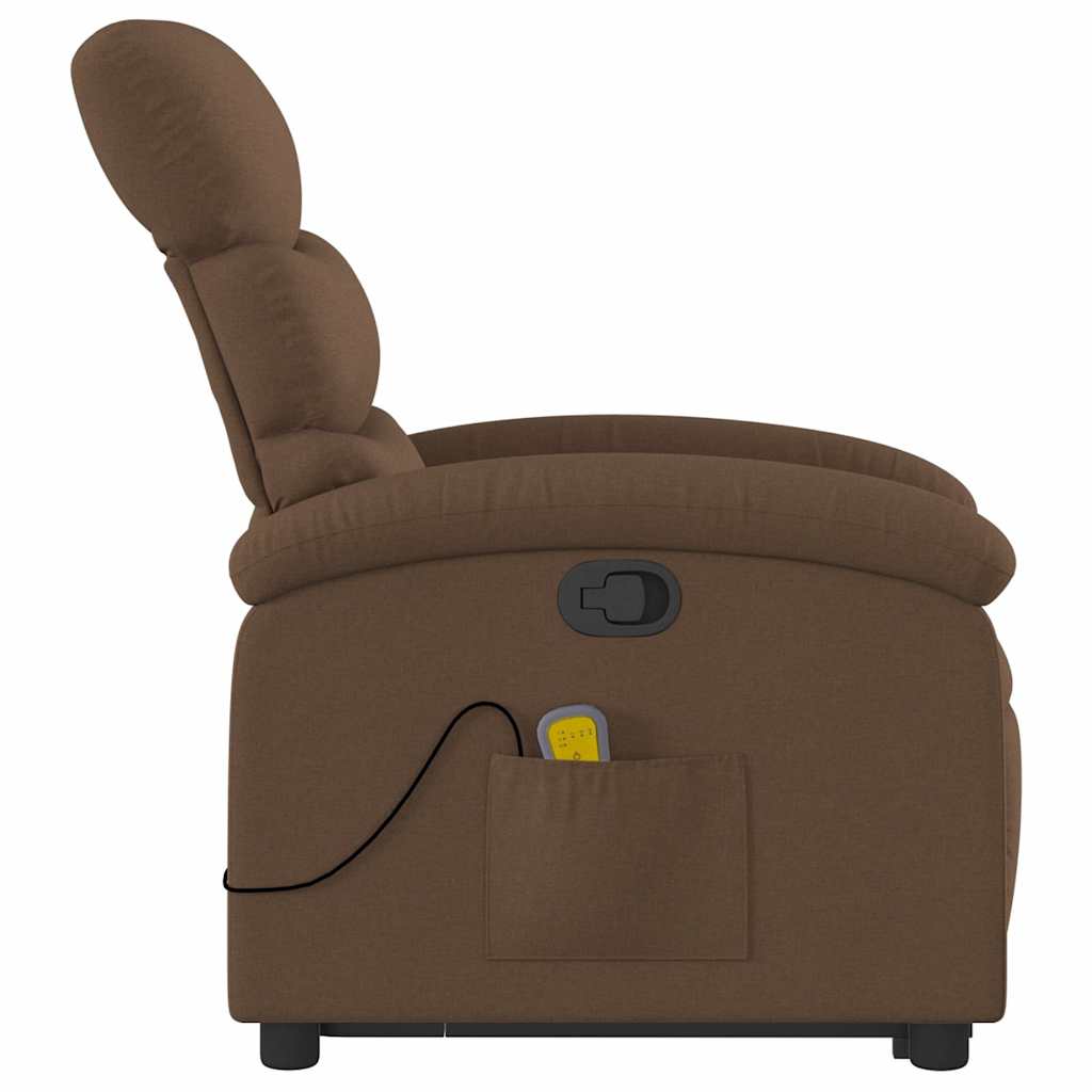 Poltrona reclinável massagens tecido castanho